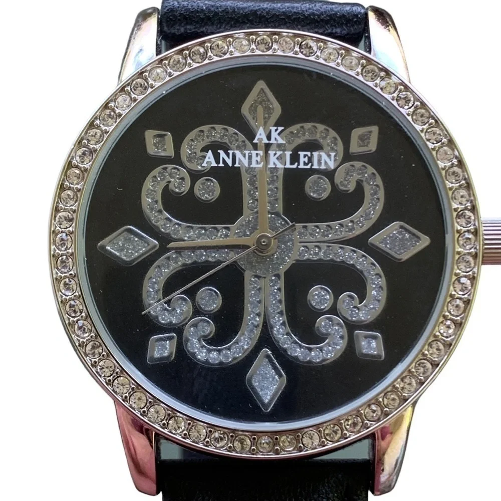Ann Klein Black White Crystal Watch